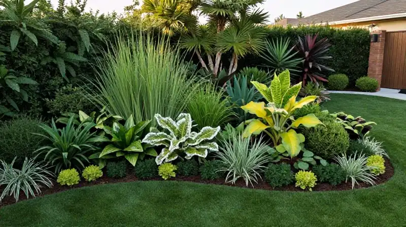Lush green sculpted berm bathed in warm, soft golden hour light