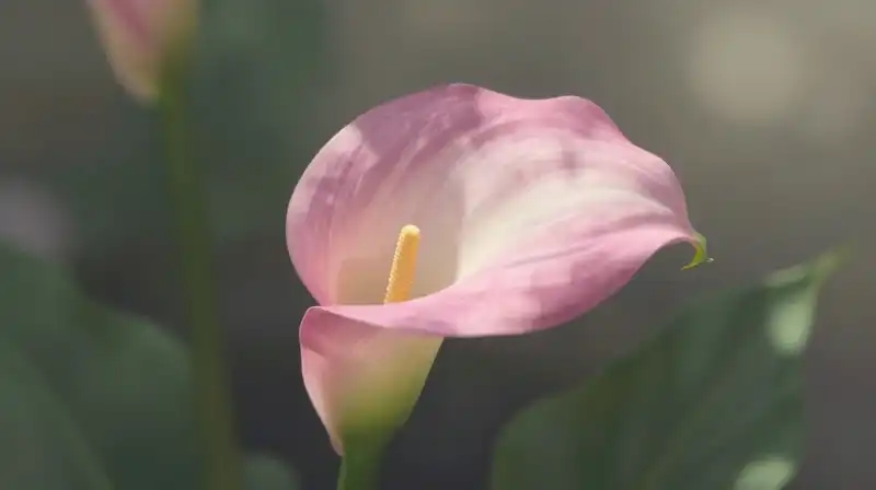 Ethereal pink calla lily illuminated by soft morning light