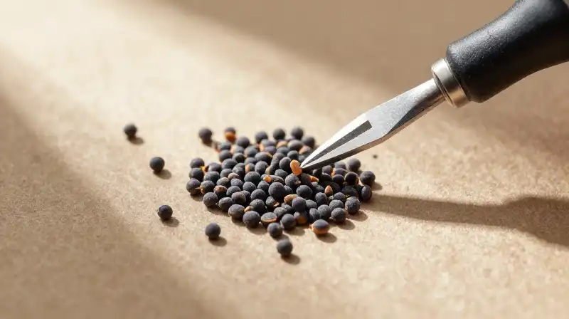 Highly detailed seeds are scarred under streaming warm sunlight