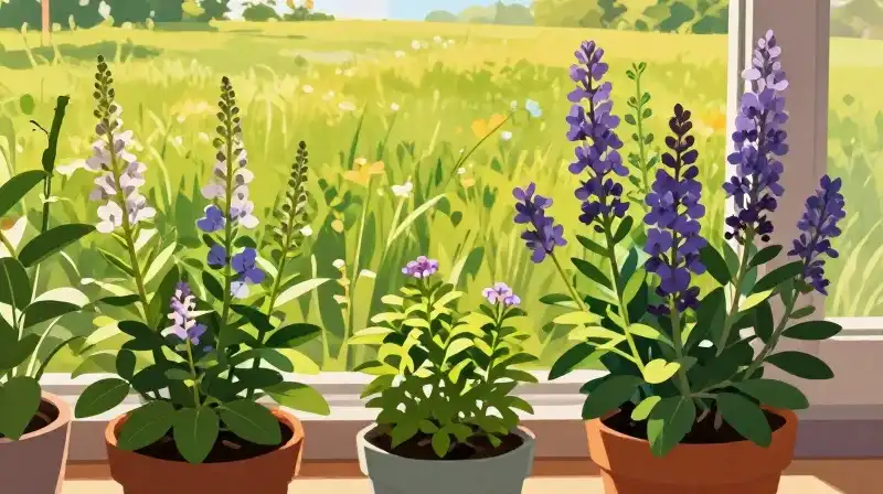 A vibrant split-screen contrasts lush indoor false indigo with a warm, sun-drenched field