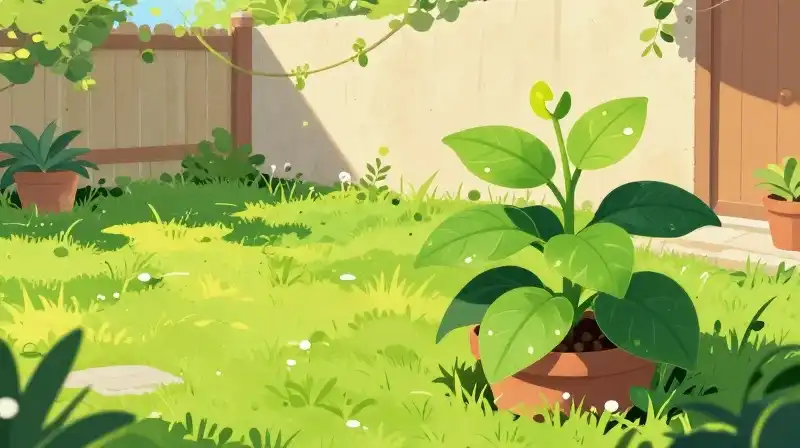 Vibrant frog fruit plants grow in a bright, sunny backyard
