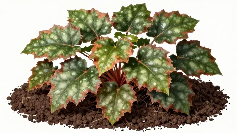 Caramel Heuchera plant sits in rich soil beneath dappled light