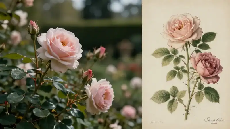 Elegant Victorian garden showcases a magnificent, fully blooming rose