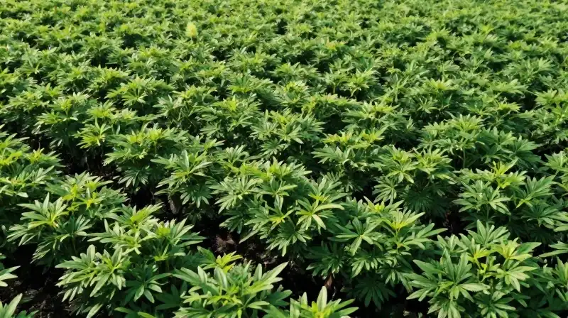Lush green saplings fill a vibrant, sunlit field