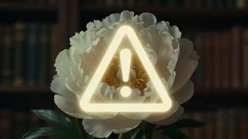 Ornate peony glowing in dramatic, shadowed library depths