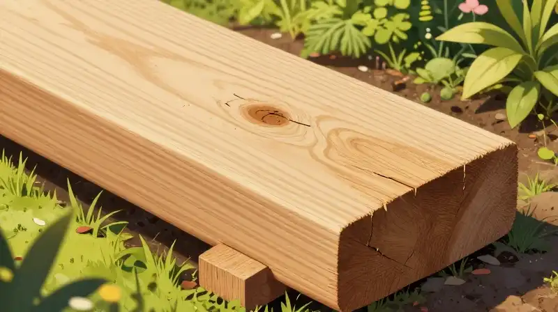 Rough, splintered timber glows in the warm afternoon garden light
